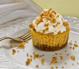 Walnut Crusted Mini Pumpkin Cheesecakes