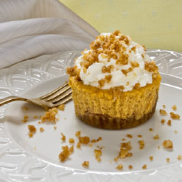 Walnut Crusted Mini Pumpkin Cheesecakes