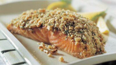 crunchy walnut crusted salmon filet