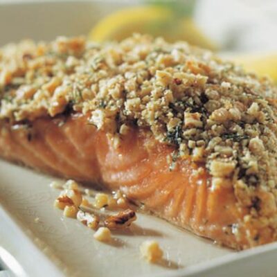 crunchy walnut crusted salmon filet