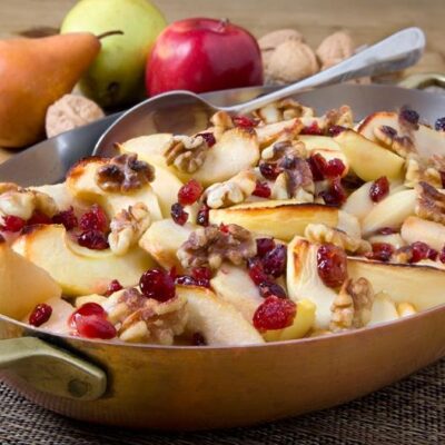 Walnut Dusted Oven-Baked Apples and Pears