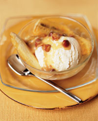 Warm Banana Sundaes with Almond Dulce De Leche Sauce