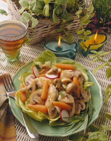 Warm Mushroom and Chicken Salad Provencal