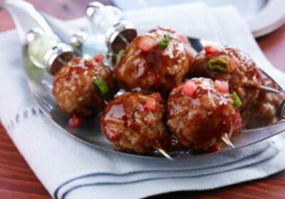 Watermelon Glazed Mini Barbequed Meatballs