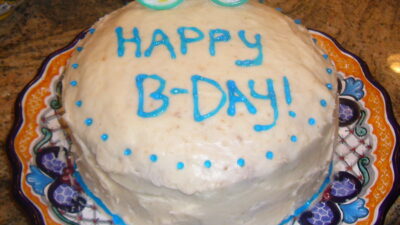 White Birthday Cake with Buttercream Frosting