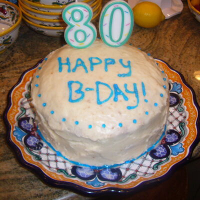 White Birthday Cake with Buttercream Frosting