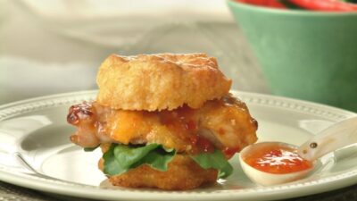 wide chicken cornmuffin sliders