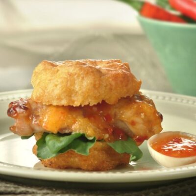 wide chicken cornmuffin sliders