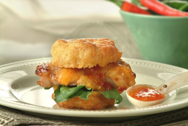 wide chicken cornmuffin sliders