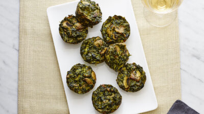 Spinach kugel cupcakes