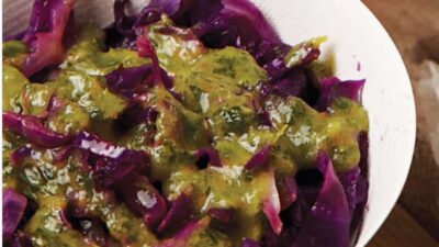 Wilted Red Cabbage with Garlic Confit Gremolata