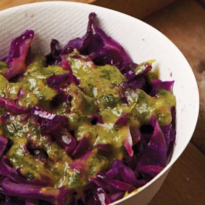Wilted Red Cabbage with Garlic Confit Gremolata