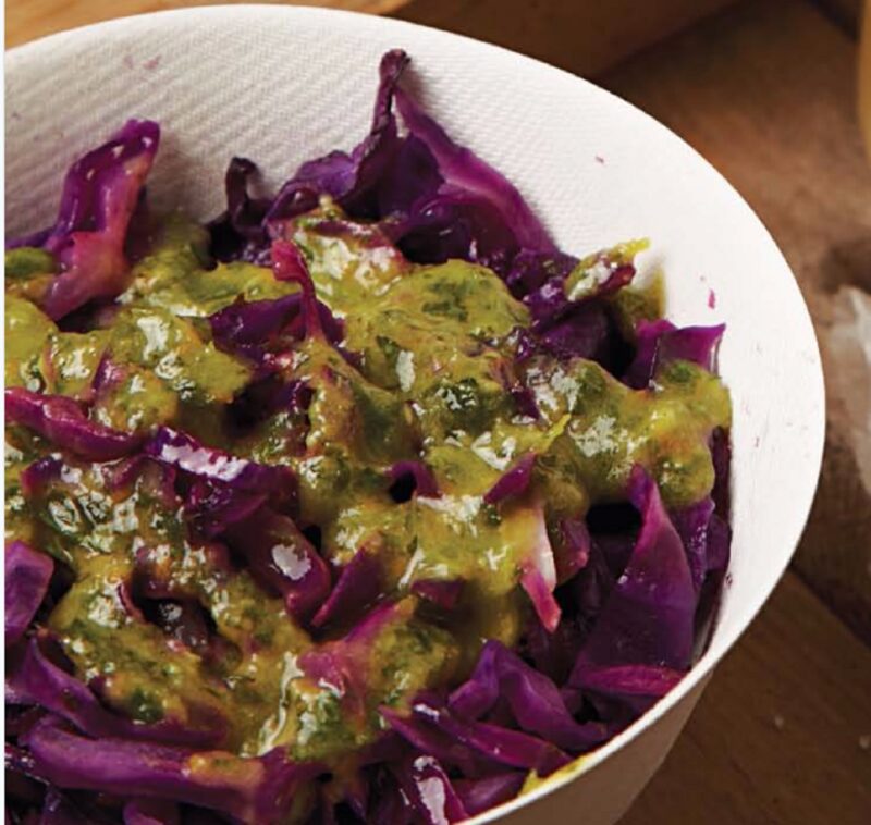 Wilted Red Cabbage with Garlic Confit Gremolata
