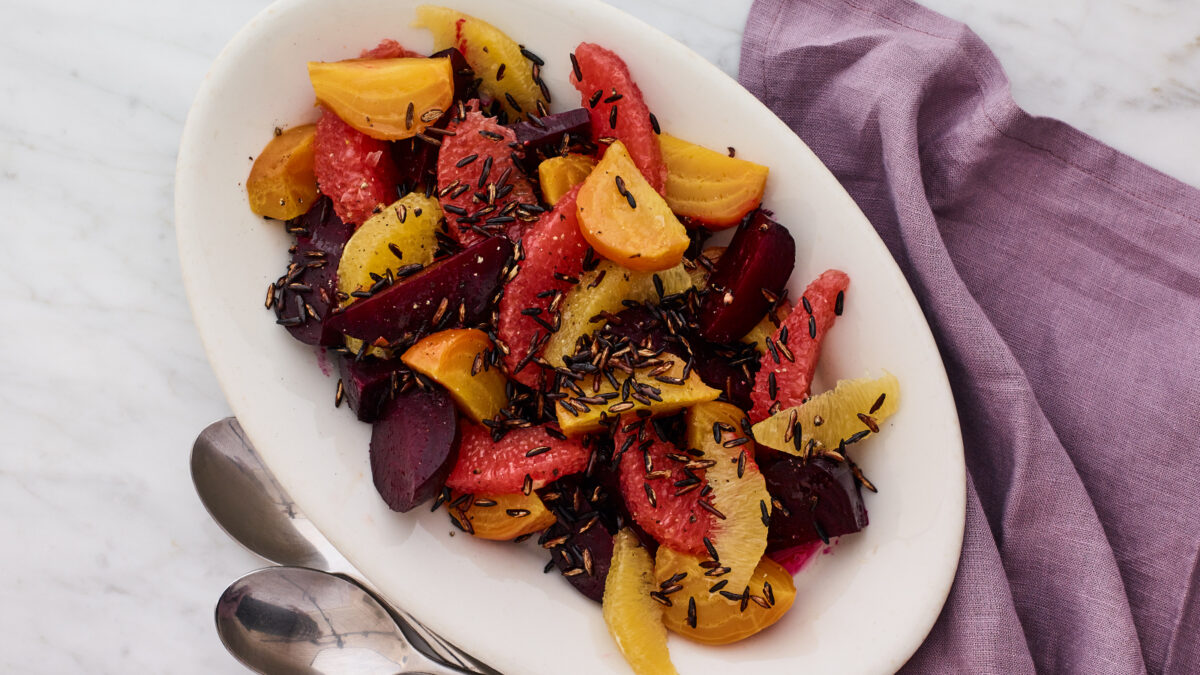 Winter Beet Salad with Popped Wild Rice