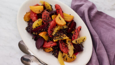 Winter Beet Salad with Popped Wild Rice