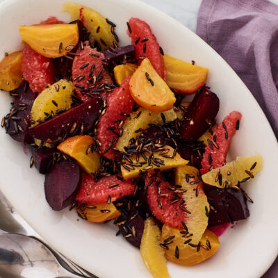 Winter Beet Salad with Popped Wild Rice