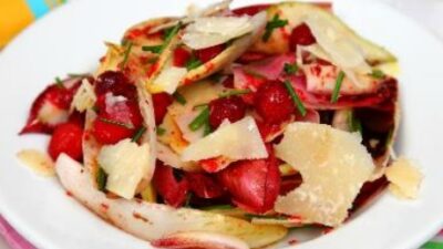 Witlof, pear, rocket, parmesan and cranberry salad