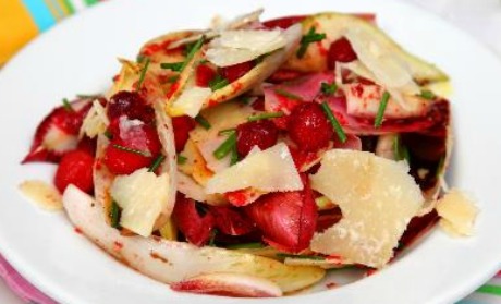 Witlof, pear, rocket, parmesan and cranberry salad
