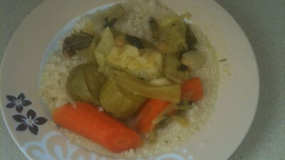 yellow cous cous soup