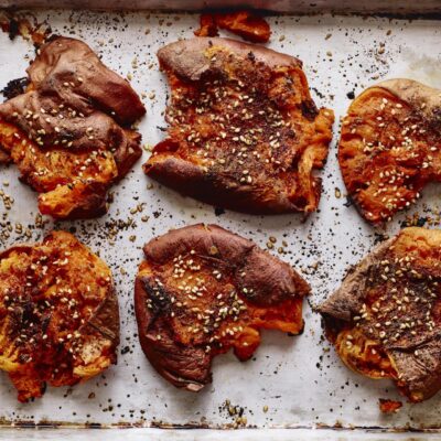 ZA’ATAR SMASHED SWEET POTATOES