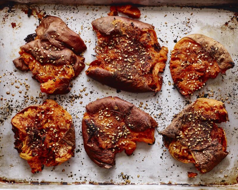 ZA’ATAR SMASHED SWEET POTATOES