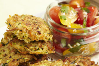 Zucchini Fritters with Tomato Salsa