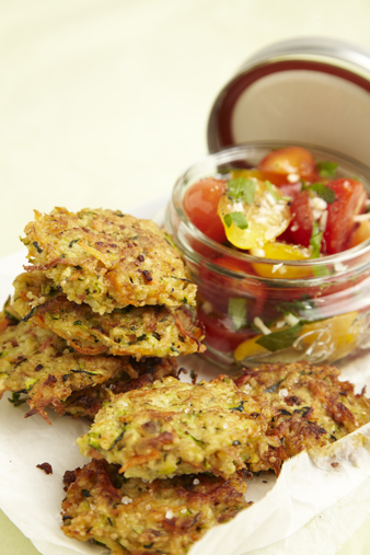 Zucchini Fritters with Tomato Salsa