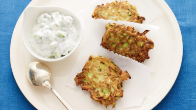Zucchini Latkes with Tzatziki