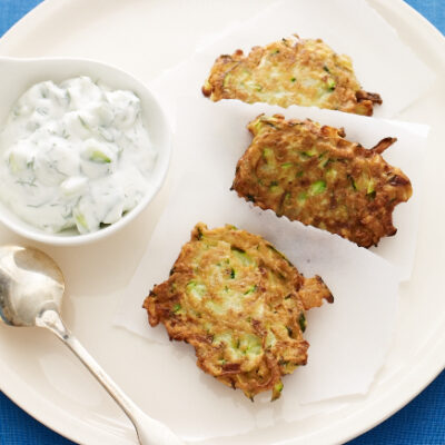 Zucchini Latkes with Tzatziki