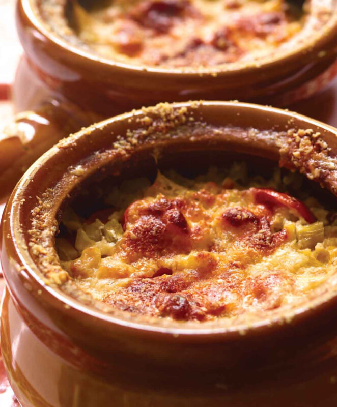 cheesy vegetable crocks