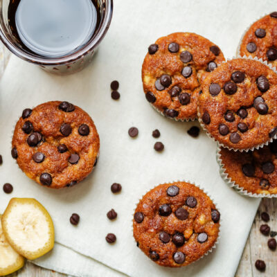 Banana Chocolate Chip Whole Grain Muffins