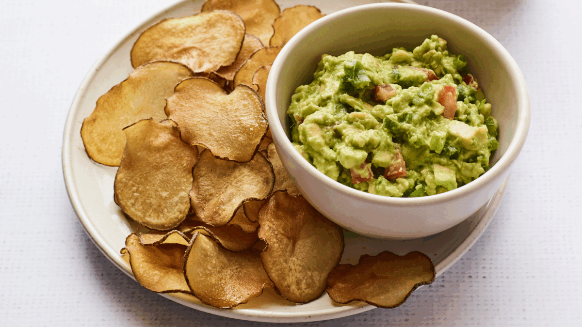 Asian Sesame Guacamole with Wasabi Potato Chips
