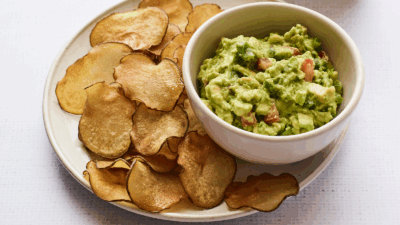 Asian Sesame Guacamole with Wasabi Potato Chips