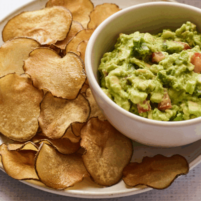 Asian Sesame Guacamole with Wasabi Potato Chips