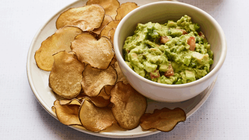 Asian Sesame Guacamole with Wasabi Potato Chips