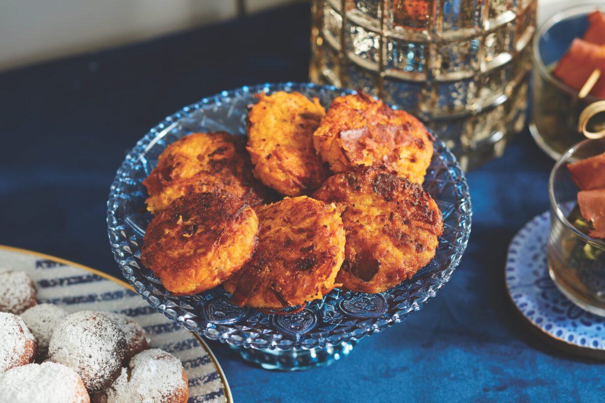 Sweet Potato Latkes with Turkey Bacon