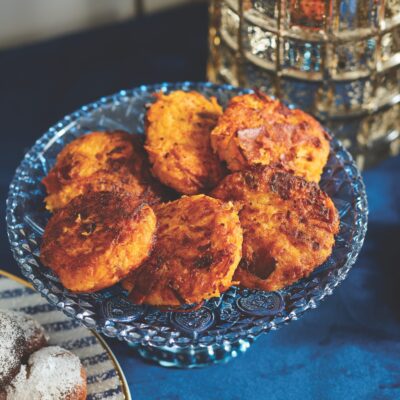 Sweet Potato Latkes with Turkey Bacon