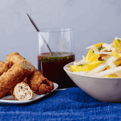 lumpia and green papaya salad
