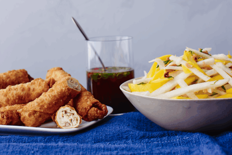 lumpia and green papaya salad