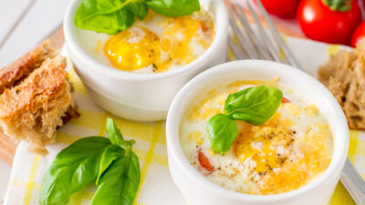 Baked Eggs With Artichoke and Parmesan