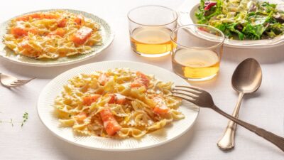 Bow Ties And Smoked Salmon With Pine Nuts