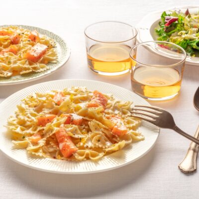 Bow Ties And Smoked Salmon With Pine Nuts