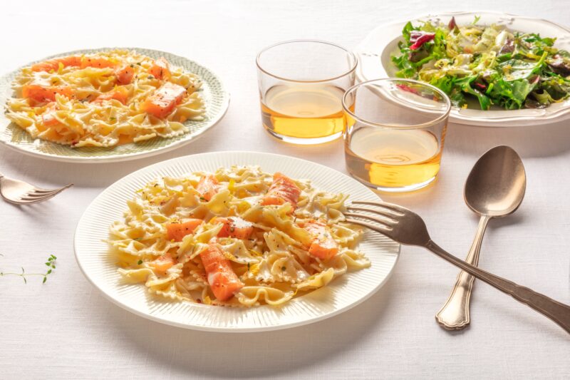 Bow Ties And Smoked Salmon With Pine Nuts