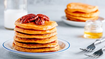Sour Cream Buttermilk Pecan Pancakes