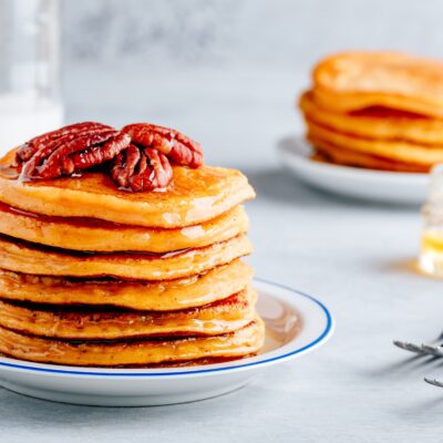 Sour Cream Buttermilk Pecan Pancakes