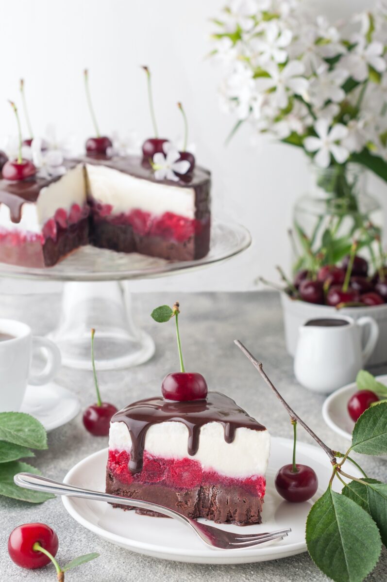 Lemon Cherry Chocolate Sorbet Cake