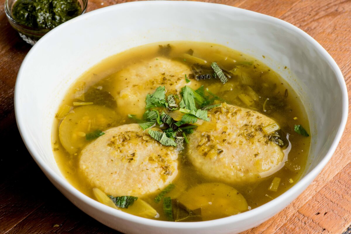 chicken soup with kubbeh lemony