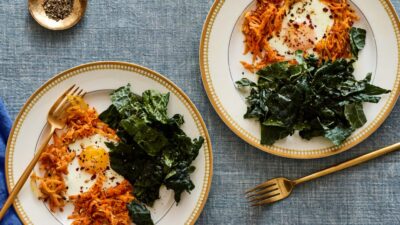 sweet potato latke and kale