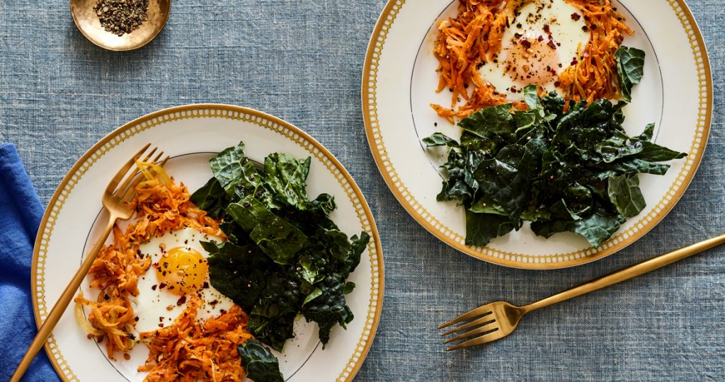 sweet potato latke and kale