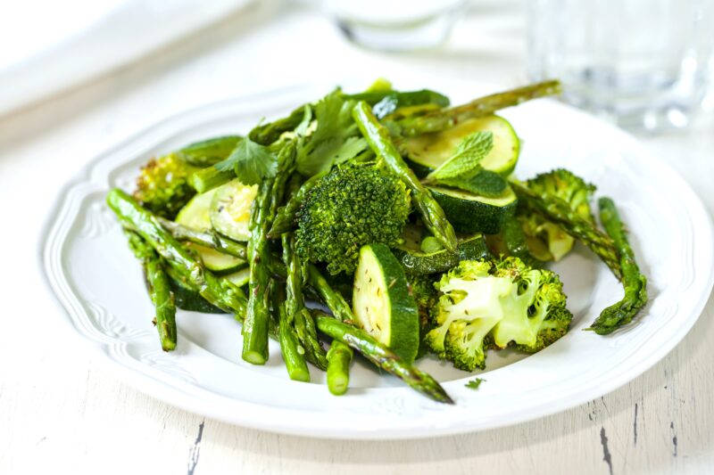 Roasted green veg
